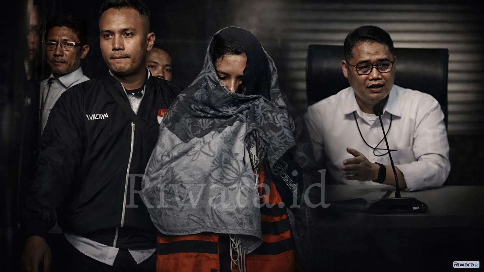 Penyidik Komisi Pemberantasan Korupsi menggiring Fadia Arafiq usai ditetapkan sebagai tersangka dugaan korupsi proyek di Pekalongan.